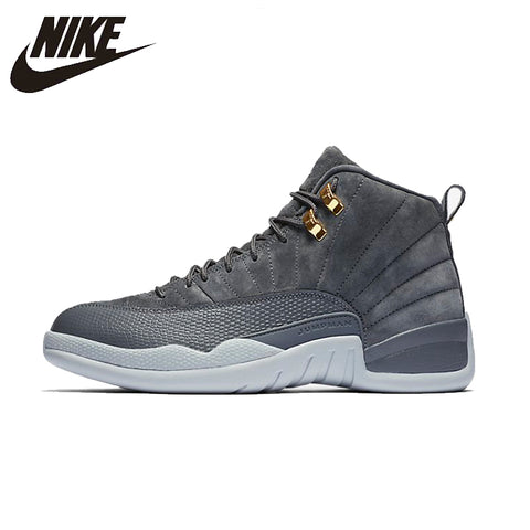 NIKE Air Jordan 12 Dark Grey AJ12 Original Womens Basketball Shoes Stability Height Increasing Sneakers For Women Shoes