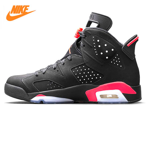 Nike Air Jordan 6 Black Infrared AJ6 Men Basketball Shoes, Black & Red, Shock Absorption Anti-Slip Support  Balance 384664 023