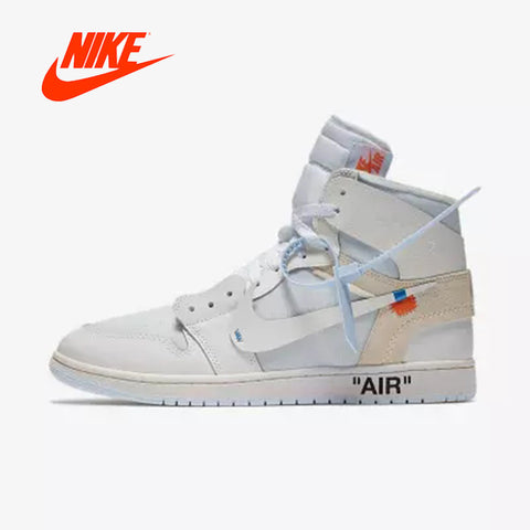 Official Original Nike Air Jordan 1 AJ1 OW Off White Men's basketball shoes Outdoor sports AQ0818-100