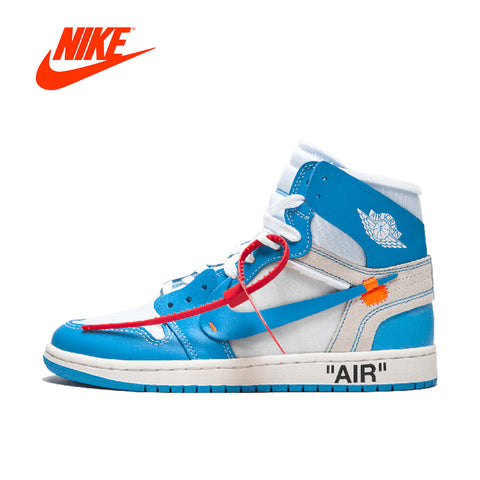Original New Arrival Authentic NIKE Air Jordan 1 x Off-White Men's Basketball Shoes Sneakers AJ1 Comfortable AQ0818-148