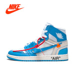 Original New Arrival Authentic NIKE Air Jordan 1 x Off-White Men's Basketball Shoes Sneakers AJ1 Comfortable AQ0818-148