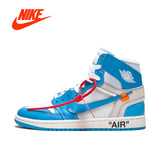 Original New Arrival Authentic NIKE Air Jordan 1 x Off-White Men's Basketball Shoes Sneakers AJ1 Comfortable AQ0818-148