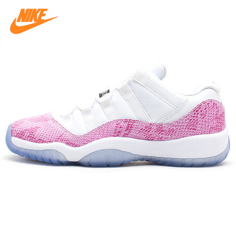 Nike Air Jordan 11 Retro Low "Snake" Women's Basketball Shoes, White & Pink, Shock-absorbing Non-slip Wear Resistant 580521 108